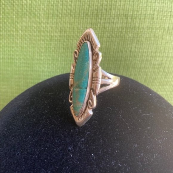 Vintage Jewelry - VTG Sterling Turquoise Statement RING